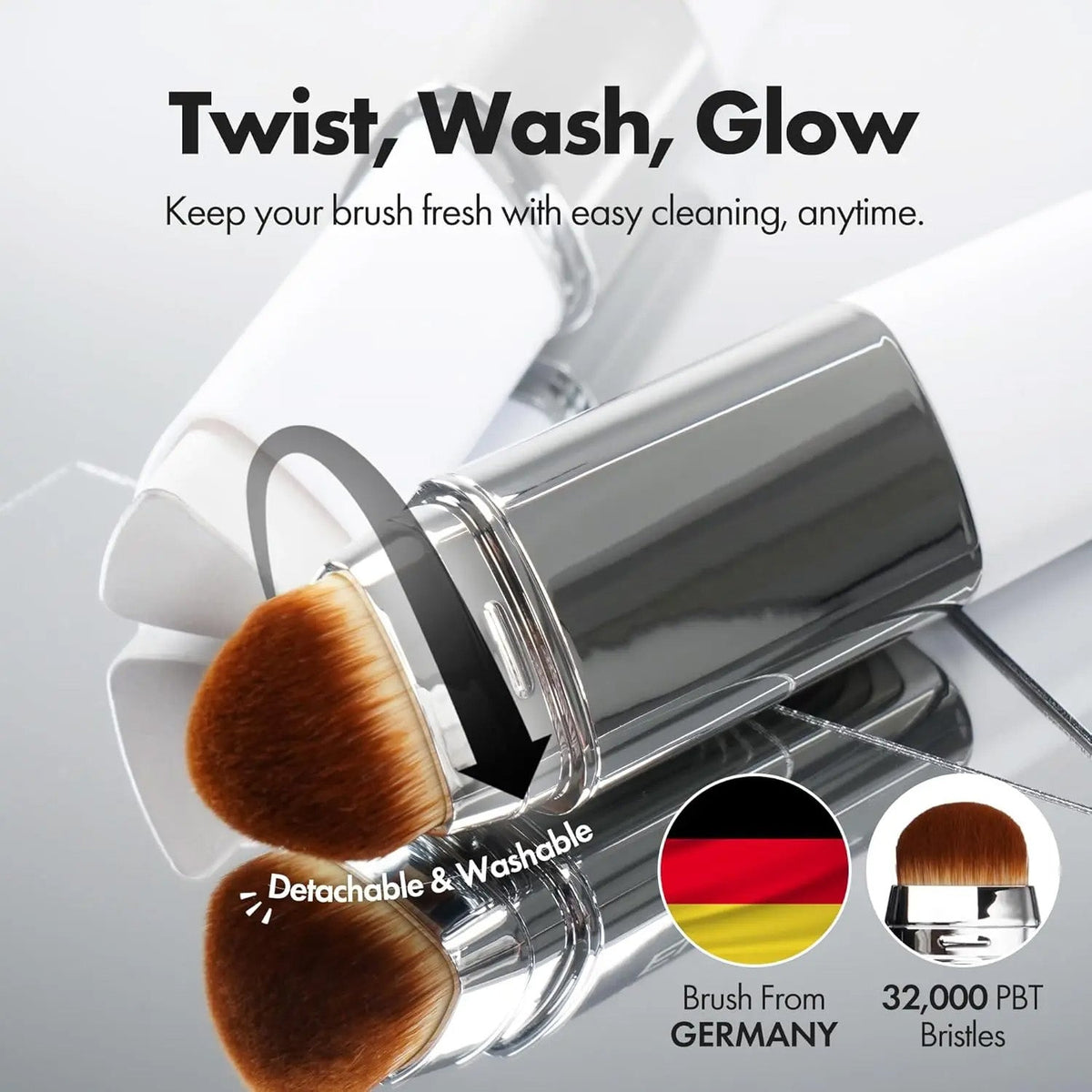 Color-Changing Foundation Stick with Collagen Capsules - Dual-Ended with Detachable Brush