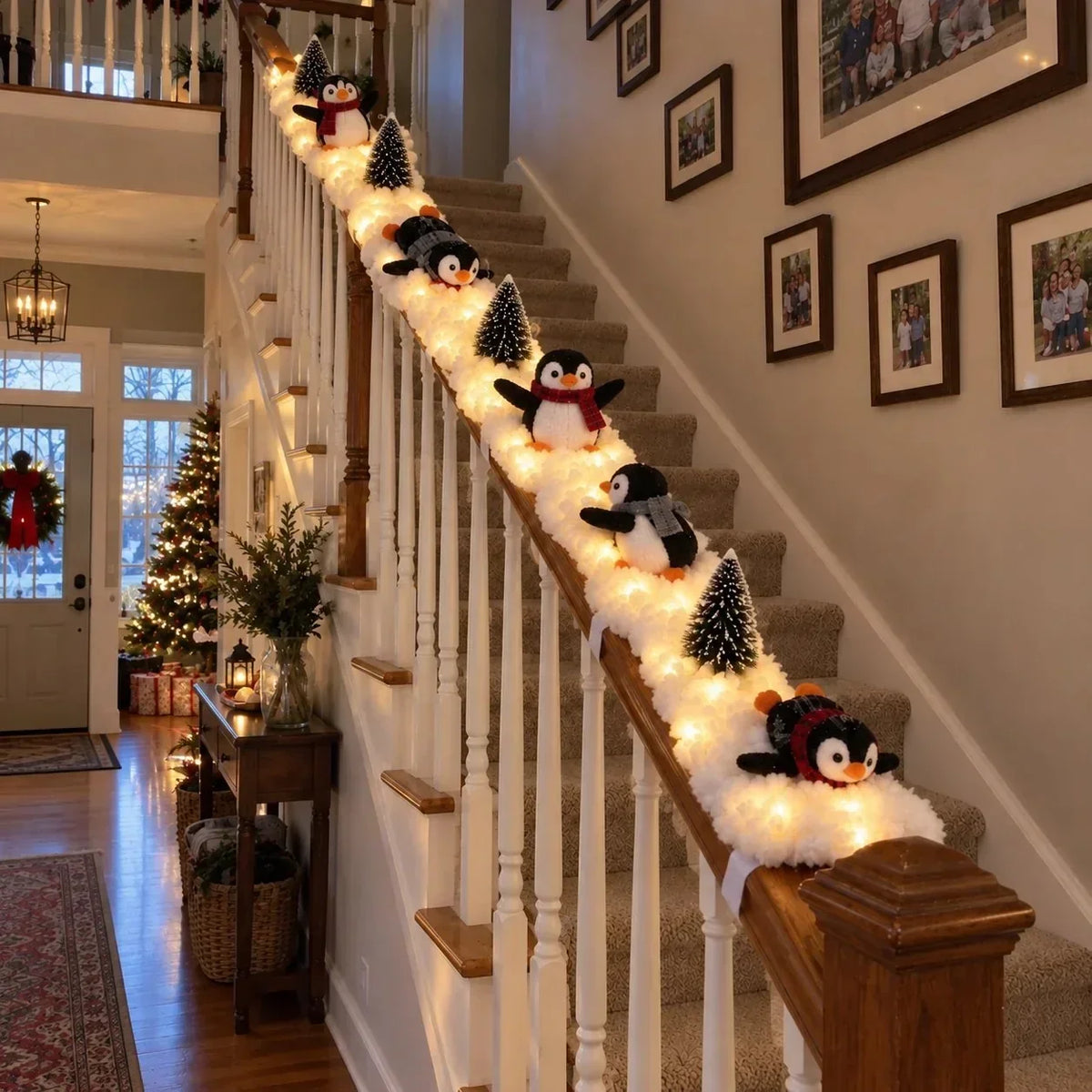 🔥Hot Sale 49% OFF🔥Playful Penguin Snowy Stair Railing Decor